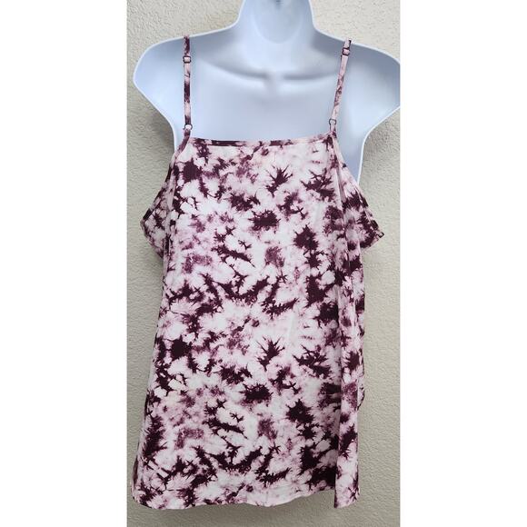 Faded Glory Purple White Tie Dye Spaghetti Strip Top XXL 20W Plus Lightweight - Picture 3 of 4